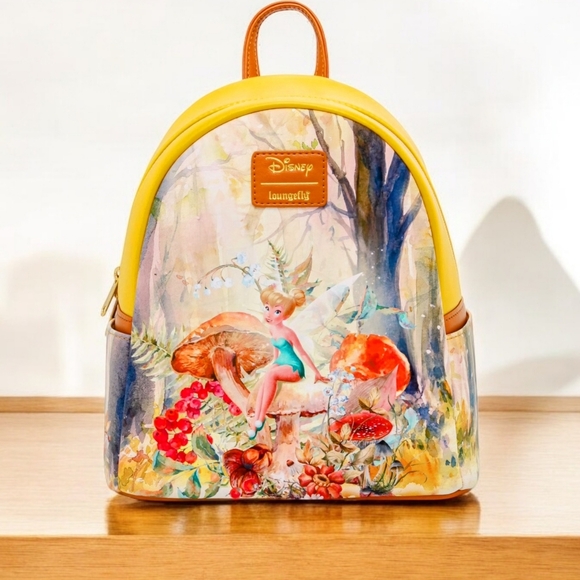 Loungefly Disney Tinker Bell Mushroom Forest Scene Mini Backpack & CHARM!🧚♂️🧚 - Picture 4 of 14
